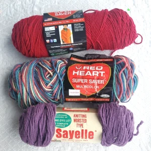 Red Heart Super Saver COUNTRY CLUB 977 Lot E300 Multi Color Savelle Deep Lilac - Picture 1 of 11