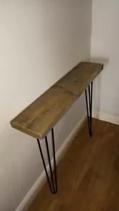 Rustic industrial style Slim Console hall table Hairpin legs inc Solid wood - Picture 1 of 5