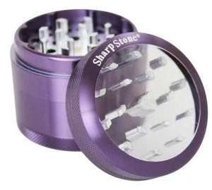 "Molinillo de hierbas/especias SharpStone Clear Top 4 piezas GRANDE 2,5"" PÚRPURA AUTÉNTICO" - Imagen 1 de 3