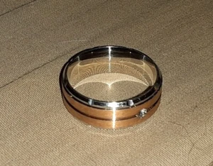 Silver and Bronze Stainless Steel Comfort Band Ring Size 9 - Picture 1 of 10