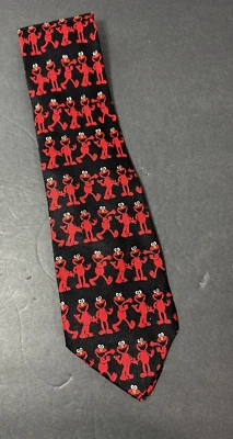 Corbata de colección Jim Henson Sesame Street Dancing Elmo negra/roja 100 % seda Foto 1 de 4