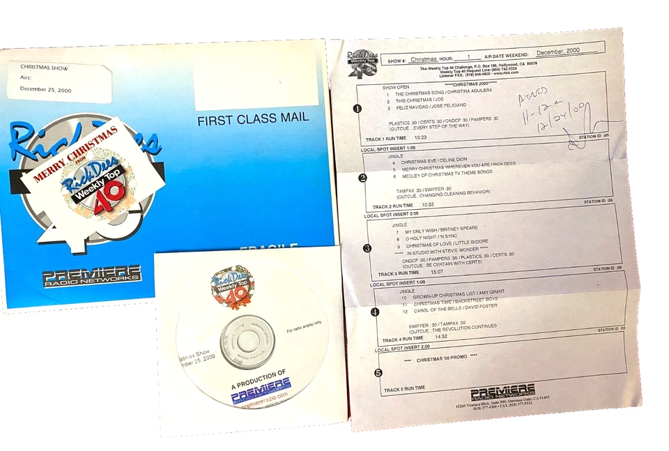 12/25/00 RICK DEES 1 HR CHRISTMAS SPECIAL; CHRISTINA AGUILERA, BRITNEY SPEARS - Image 1 of 1