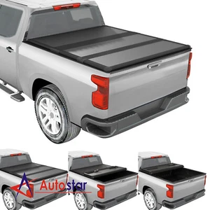 Lock Hard Tri-Fold Tonneau Cover For 14-18 Chevy Silverado GMC Sierra 6.5ft Bed - Picture 1 of 8