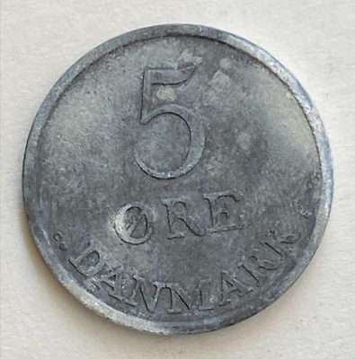 1961 Denmark 5 Ore Coin - Free Shipping - Image 1 of 2