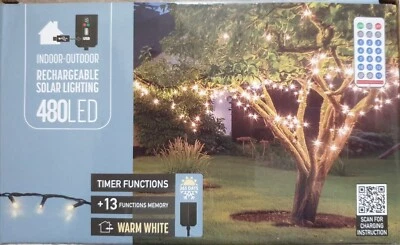 LED Solarlichterkette Solar outdoor 240 - 480 Lichter kaltweiß USB aufladbar - Bild 1 von 4