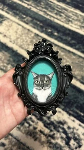 Custom Pet Portrait By Artist Gulchik; cats, dogs, birds etc. Black 3”x4” Frame - Picture 1 of 3