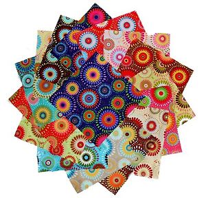60 5" Quilting Fabric Sqs/Beautiful Bright Lucky Medallion Charm Pack/