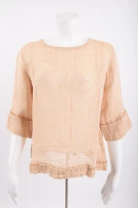 J. Jill PURE Open Weave Linen 3/4 Sleeve Boxy Top Shirt XS Petite Lagenlook NWT - Picture 1 of 6