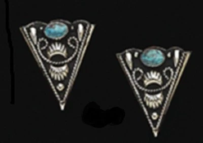 Новый Austin акцент воротник советы черный и серебро и бирюзовый камень 1 1/4 «x 1/2»  - Изображение 1 из 3