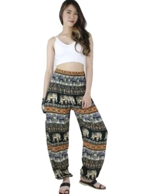 Napat Ancient Elephant Harem Pants Women's Sz XS Elastic Waist Y-1 - Image 1 of 4