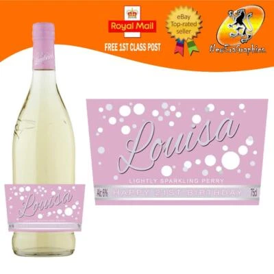 PERSONALISED LAMBRINI SPARKLING PERRY BOTTLE LABEL BIRTHDAY ANY OCCASION GIFT