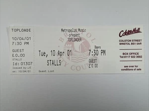 Toploader Dan Hipgrave Ticket Original Colston Hall Bristol 10th April 2001 - Picture 1 of 12