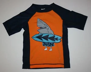 New Gymboree Boys 4 Year Shark Dude w Surf Board Rash Guard Swim Suit Top - Picture 1 of 1
