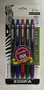 5-Pack Zebra Pen Z-Grip Retractable Ballpoint Pen, Medium Point, 1.0mm, Assorted - Picture 1 of 2
