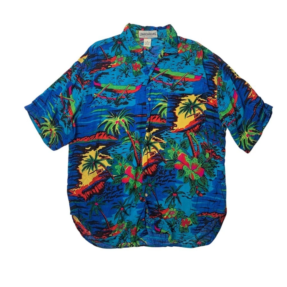 Camisa Unionbay Vintage Hombre M Mediana Rayón Extra Cómoda Floral Tropical Hawaiana Foto 1 de 4
