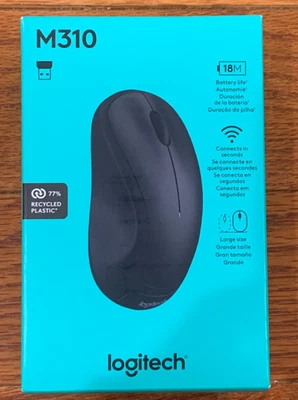 🔥 NEW SEALED🔥  Logitech M310 Wireless Bluetooth Large-sized Mouse Black - Image 1 of 4
