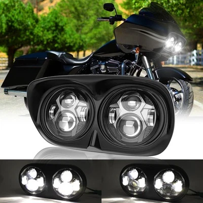 Proyector de faros delanteros LED dobles de 5 3/4" alto/bajo para Harley Road Glide 1998-2013 Foto 1 de 4