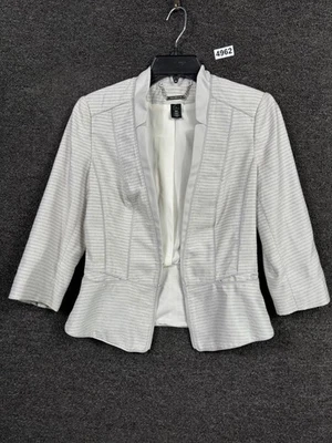 White House Black Market Grey Shimmer Tweed Jacket Blazer Womens Size 4 Casual  - Image 1 of 4