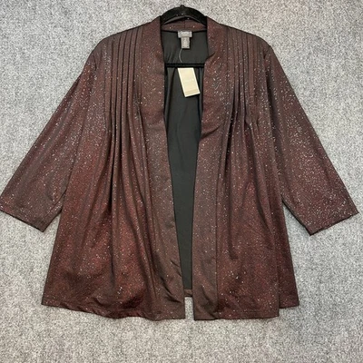 Chaqueta Glitzy Roja Talla 2 (L/XL) Metálica Nueva con Etiquetas Chico’s Travelers Collection Foto 1 de 4