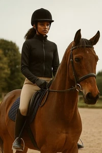 Charles Ancona Full Zipper Reitjacke schwarz hinten Logo Luxus Größe L - Bild 1 von 9