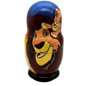 Juego de 4 muñecas anidadoras de madera vintage de Disney Rey León - Imagen 1 de 17