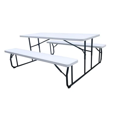 Mesa de piquenique dobrável de plástico industrial global 71"L branca - Imagem 1 de 4