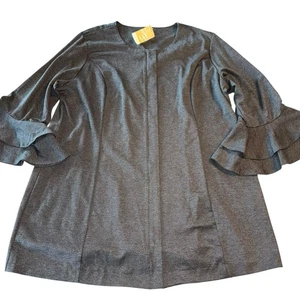 Chaqueta Suzanne Betro Carbón Manga Volantes Cremallera Talla 3X Nueva Con Etiquetas - Imagen 1 de 7