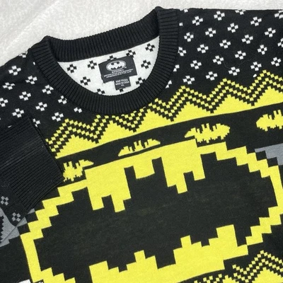 Suéter Juvenil Logo Batman Talla XL Algodón Acrílico Negro Amarillo Gris Cuello Redondo L/S Foto 1 de 4