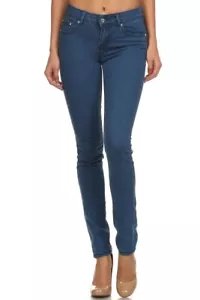 1 Women Medium Blue Denim Skinny Jeans Plain Solid Stretchy Slim 25" to 32" - Picture 1 of 4
