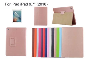 iPad 9.7" [6th Gen](2018) Screen Protector/Flip PU Leather Cover Case   - Imagen 1 de 41