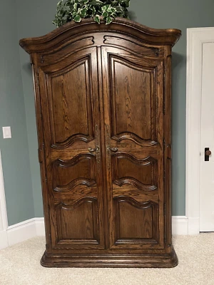 Century Furniture French Country Oak Bedroom Set: Armoire, dresser, nightstands - Image 1 of 4