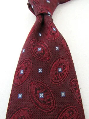 TINO COSMA Men's 100% Silk Necktie ITALY Designer Geometric Burgundy Red   Foto 1 de 4
