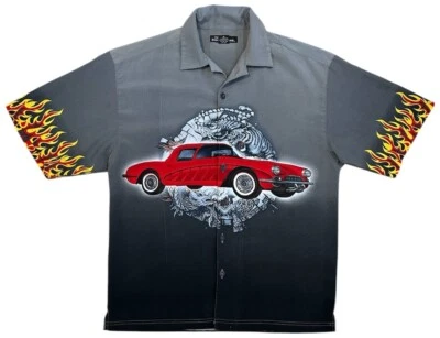 Мужская рубашка на пуговицах No Boundaries Hot Rod серая с коротким рукавом размер средний - Изображение 1 из 4