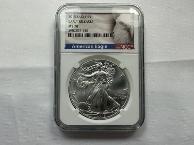 American Silver Eagle 2015 lanzamiento anticipado NGC MS70 Foto 1 de 4