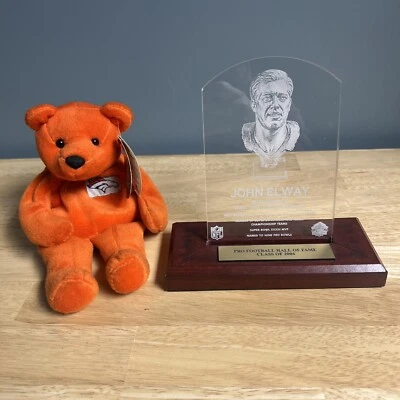 Paquete de placa de busto y oso coleccionable del Salón de la Fama John Elway Foto 1 de 4