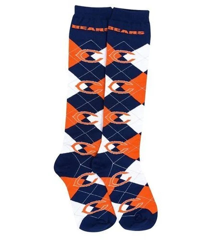 Chicago Bears NFL For Bare Feet Argyle Women's Knee High Socks SZ Med Cover