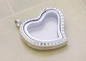 MEDALLÓN FLOTANTE CORAZÓN MEMORIA VIVA CRISTAL COLGANTE ACERO INOXIDABLE PLATA PFH3 - Imagen 1 de 1
