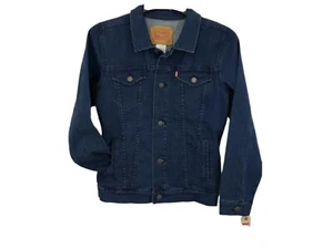 NWT Levis Denim Jean Trucker Jacket Sz Large Youth 12-13 Years Unisex Dark Blue - Picture 1 of 9