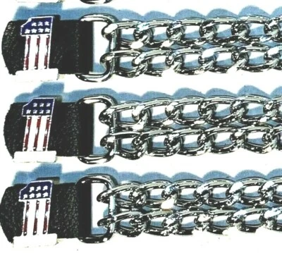 3 USA FLAG # 1 RACING DIAMOND CUT CHROME CHAIN MOTORCYCLE VEST EXTENDERS USA  - Image 1 of 2