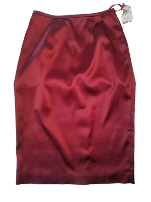 Adrianna Papell Talla 8 Granate Satinado Debajo de la Rodilla Lápiz Elegante Formal Falda de Noche Foto 1 de 4