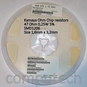 25 pezzi 47 Ohm 0,25W 5% Resistenze SMD1206 KAMAYA OHM RMC Serie Code 470 - Bild 1 von 3