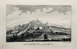 c1764 SURREY Antique City Print SOUTH WEST VIEW OF GUILDFORD by John Ryland - Picture 1 of 3