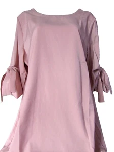 Kidsform Womens size XL Pink Tie Half Long Sleeve Pullover Shift Mini Dress - Picture 1 of 11