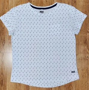 Helly Hansen Shirt Men XL White Short Sleeve Anchors/Nautical/Beach Tee - Picture 1 of 8