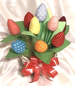 Handgefertigte Tulpen - Baumwollstoff Tulpen. Geburtstag, Frühling, alle Anlässe. 1 ps - Bild 1 von 28