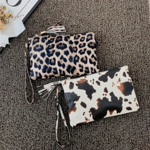 Leopard print Women Handbag Cow print PU Briefcase New Mobile Phone Purse - Picture 1 of 14