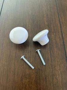 Belwith P28-W Hardware Knob Round White Porcelain Cabinet Pull Drawer- 1 1/4" - Picture 1 of 5