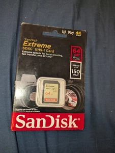 SanDisk Extreme 64GB SD SDXC Memory Card - SDXC UHS-1 Card-064G- 150mb/s - Picture 1 of 1