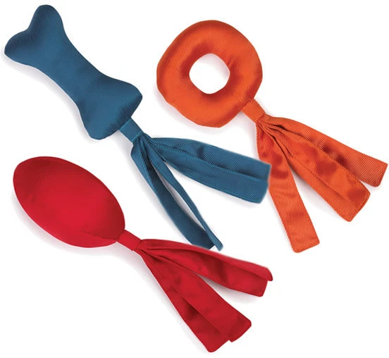 Grriggles TASSEL TUGS Dog Toy Strong Nylon Cover Squeaker Toss Tug Bright Colors - Image 1 of 1