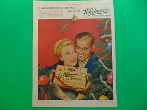 1946 WHITMAN'S CHOCOLATES Won't Be Christmas Without Them Vintage Kunstdruck Anzeige - Bild 1 von 1